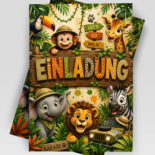 Safari einladungskarten - safari,