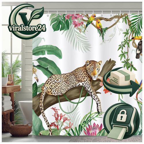 Duschvorhang leopard dschungel - duschvorhang,
